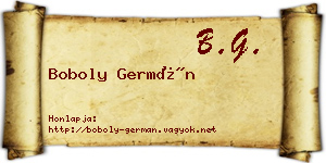 Boboly Germán névjegykártya